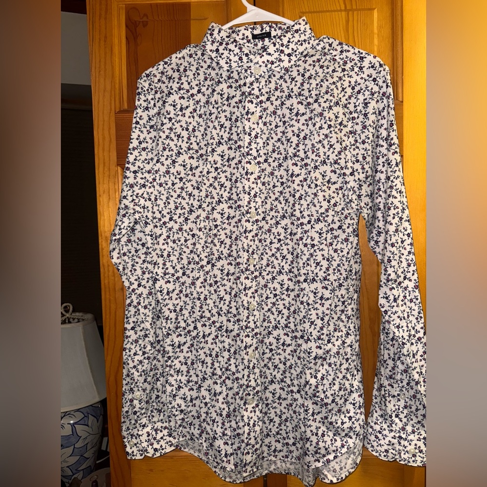 Express Navy and White Floral Shirt